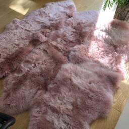 xxl Sheepskin Rug, Genuine Sheepskin, Pink Fur Dusky Pink, Rose Vintage Interior Accessories, Bed Throw - thumbnail 3