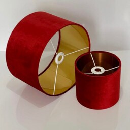 New Luxury Red Velvet Colour Lamp Shade & Pendant Light With Copper , Gold Silver Panels Lining - thumbnail 3