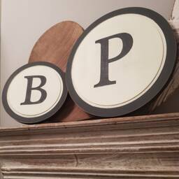 30cm Round Letter P Sign, Monogram, Initial, Wall Art, Home Decor, Rustic Letters, All Letters Available, Inc Ampersand - thumbnail 2