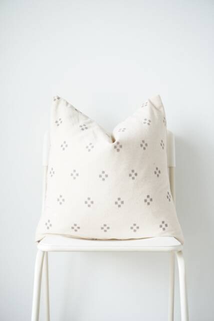Off White Gray Dot Block Print Pillow Case - image 1