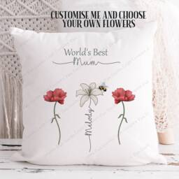 Personalised Flower Gift, Floral Cushion, Gift For Grandma, Friend, Mum, Nan, Friend Cushion - thumbnail 2