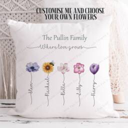 Personalised Flower Gift, Floral Cushion, Gift For Grandma, Friend, Mum, Nan, Friend Cushion - thumbnail 3