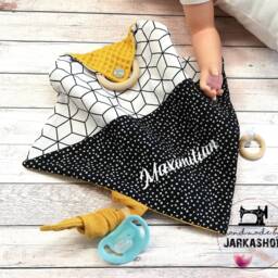 "Sniffing Cloth With Biting Ring & Knot ""Black White Mustard" - thumbnail 3