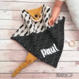"Sniffing Cloth With Biting Ring & Knot ""Black White Mustard" - thumbnail 4