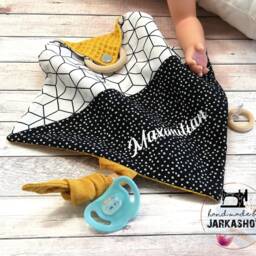 "Sniffing Cloth With Biting Ring & Knot ""Black White Mustard" - thumbnail 2