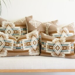 Rock Point Wool Pillow Covers, Tan & Cream Southwestern Covers - Made To Order - thumbnail 2