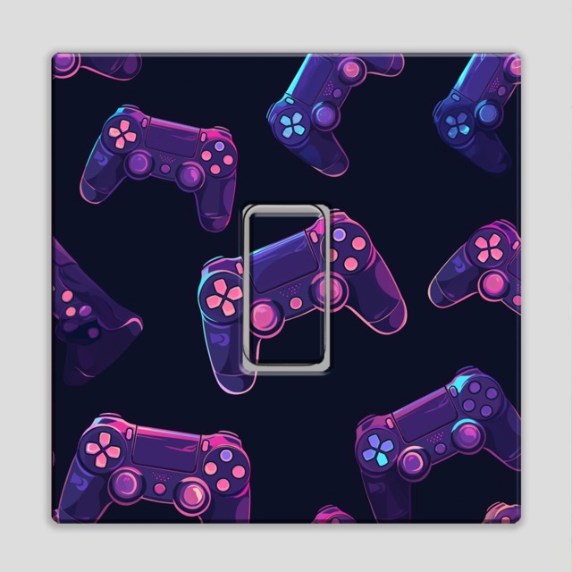 Gaming D2 Console Controller Light Switch Sticker Neon Effect Vibrant Man Cave Decal Kids Bed Room Girls Boys Decor Home Wall Decoration