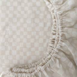 Farmhouse Gingham Crib Sheet Tan Cream Checkerboard Fitted Sheet - thumbnail 4