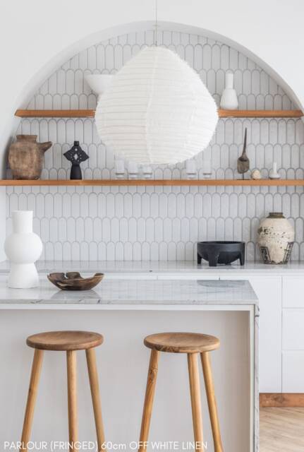 Linen Off-White Parlour Light Shade - Pendant Handmade Home Decor Lamp Hanging - image 1