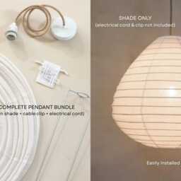 Linen Off-White Parlour Light Shade - Pendant Handmade Home Decor Lamp Hanging - thumbnail 3
