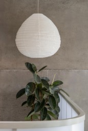 Off-White Linen Parlour Pendant Lamp Shade Minimalist Ceiling Light Home Decor Pear-Shaped Ambient - thumbnail 1