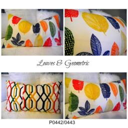 Fall.leaves.geometric.blue.citron.orange.green.natural.fun Pillow Cover.bold Print.home Decor.designer Fabric.slip Cover.summer Decor.spring - thumbnail 3