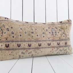Vintage Turkish Kilim Lumbar Pillow Cover 12x24 Floral Throw - thumbnail 3
