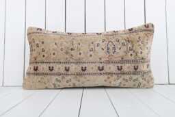 Vintage Turkish Kilim Lumbar Pillow Cover 12x24 Floral Throw - thumbnail 1