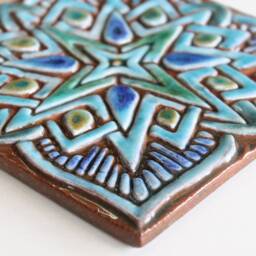 Decorative Tile With Moroccan Inspiration, Ceramic Wall Art, Home Artistry, Indoor Outdoor Deco, Zellige Inspired, Morocco #2 15cm Turquoise - thumbnail 2