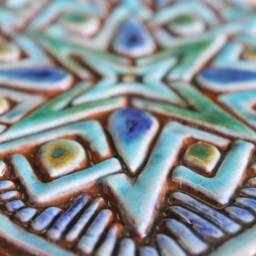 Decorative Tile With Moroccan Inspiration, Ceramic Wall Art, Home Artistry, Indoor Outdoor Deco, Zellige Inspired, Morocco #2 15cm Turquoise - thumbnail 3