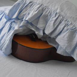 Duvet Cover Set & Pillow With Ruffle Melange Blue Color Stone Washed Seamless Full King Quilt Linen Duvet Cover Full - thumbnail 2