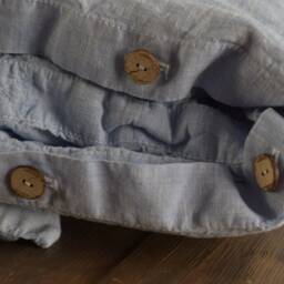 Duvet Cover Set & Pillow With Ruffle Melange Blue Color Stone Washed Seamless Full King Quilt Linen Duvet Cover Full - thumbnail 4