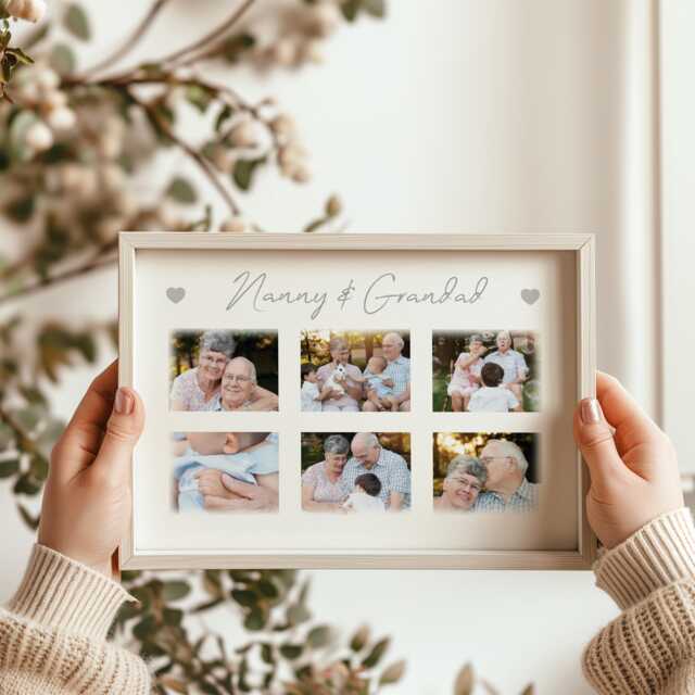 Personalised Nanny & Grandad Photo Frame, Custom Family Print - image 1