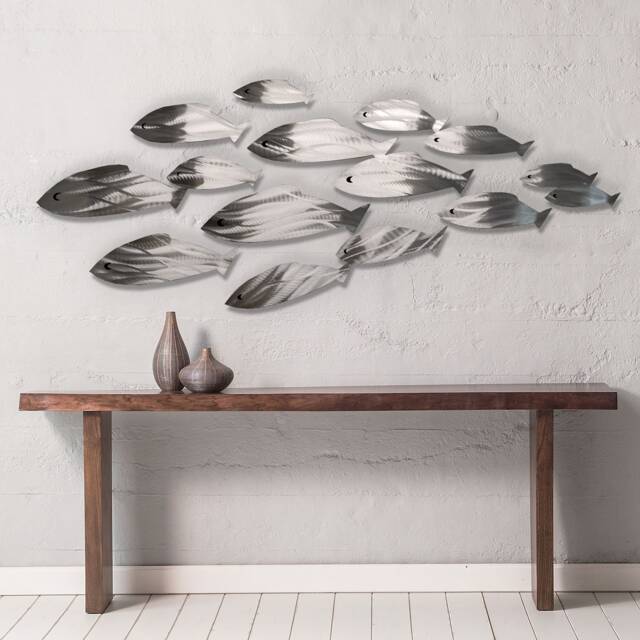 xl Metal Fish Wall Art Polished Aluminum Nautical Sculpture - image 1
