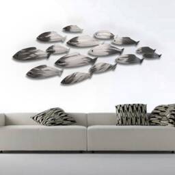 xl Metal Fish Wall Art Polished Aluminum Nautical Sculpture - thumbnail 4