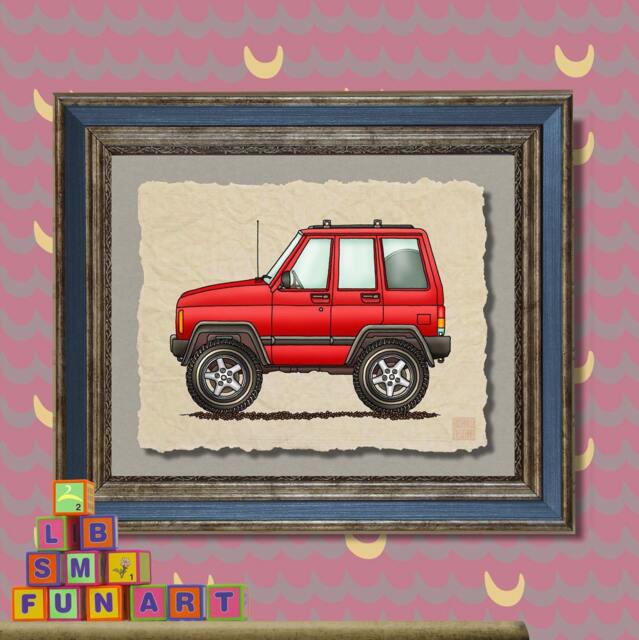 4 Wheel Car Art Whimsical Suv Whimsical Vehicle Print Adds To Kids Room Man Cave Transportation As 8x10 Or 13x19 Wall Decor - image 1
