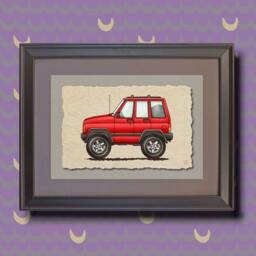4 Wheel Car Art Whimsical Suv Whimsical Vehicle Print Adds To Kids Room Man Cave Transportation As 8x10 Or 13x19 Wall Decor - thumbnail 3
