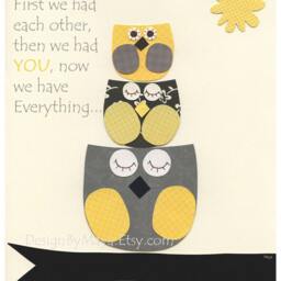 Elephant Nursery Art Gray & Yellow Baby Room Decor - thumbnail 3