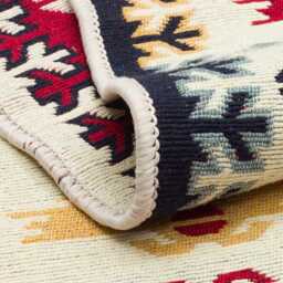 Red Beige Anatolian Kilim Rug Washable Turkish Tribal Flatweave - thumbnail 4