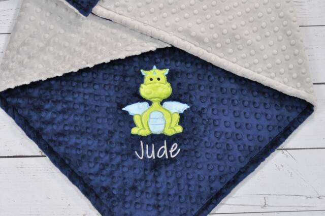Personalized Minky Baby Boy Blanket-Baby Minky Blanket-Dragon Girl Nursery - image 1