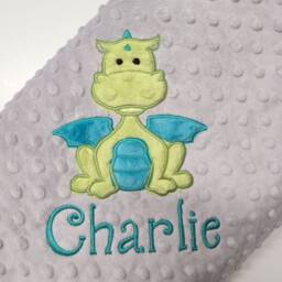 Personalized Minky Baby Boy Blanket-Baby Minky Blanket-Dragon Girl Nursery - thumbnail 2