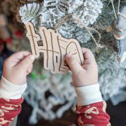Kid's Handwriting Ornament, Your Child's Christmas Keepsake, Drawing, Artwork, Personalized Name, Grandparents Gift, Family, Wood Engraved - thumbnail 2