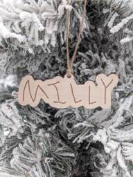 Kid's Handwriting Ornament, Your Child's Christmas Keepsake, Drawing, Artwork, Personalized Name, Grandparents Gift, Family, Wood Engraved - thumbnail 1