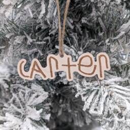 Kid's Handwriting Ornament, Your Child's Christmas Keepsake, Drawing, Artwork, Personalized Name, Grandparents Gift, Family, Wood Engraved - thumbnail 3