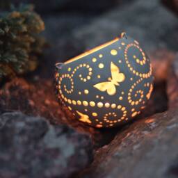Hanging Ceramic Lantern Butterfly Decor, Patio Lights, Gardening Gift - thumbnail 1