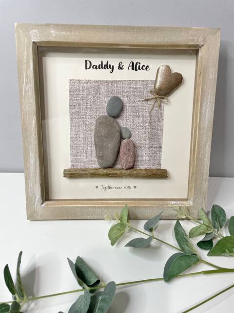 Personalised Daddy & Gift Frame - Pebble Picture Dads Birthday Fathers Day Gift Family Mummy Mothers Nana Grandad Grandma - image 1