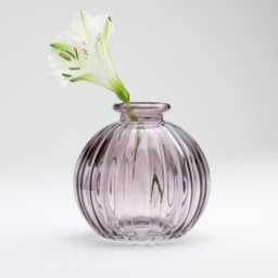 Small Round Glass Bud Vase - Ribbed Stem Delicate Hand-Finished Tabletop Floral Decor - thumbnail 2