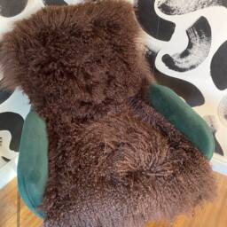 Mocha Brown Mongolian Sheepskin Throw/Rug Luxury Tibetan Lamb - 48 X 24 In - thumbnail 3