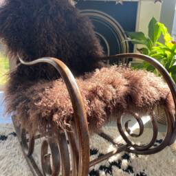 Mocha Brown Mongolian Sheepskin Throw/Rug Luxury Tibetan Lamb - 48 X 24 In - thumbnail 2