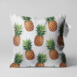 Pineapple Patterned White Cushion Cover With Orange & Green - Double Sided Printing Throw Pillow On The Soft Fabric Multi Sizes - thumbnail 1