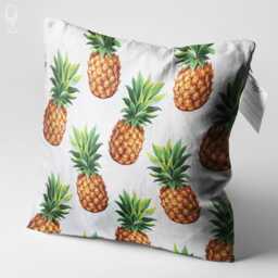 Pineapple Patterned White Cushion Cover With Orange & Green - Double Sided Printing Throw Pillow On The Soft Fabric Multi Sizes - thumbnail 3