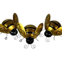 Set Of 3 Bee Metal Garden Decor Decorative Outdoor Wall Art Plaque Gift - thumbnail 4