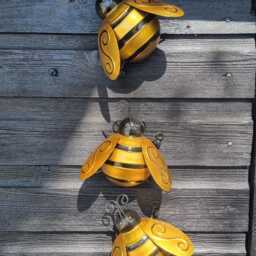 Set Of 3 Bee Metal Garden Decor Decorative Outdoor Wall Art Plaque Gift - thumbnail 3