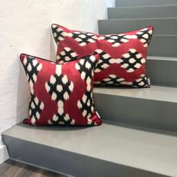 Silk Ikat Pillow Cover Redberry - Statement Cushion For Home Decor