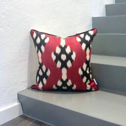 Silk Ikat Pillow Cover Redberry - Statement Cushion For Home Decor - thumbnail 2