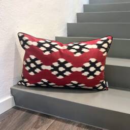 Silk Ikat Pillow Cover Redberry - Statement Cushion For Home Decor - thumbnail 3