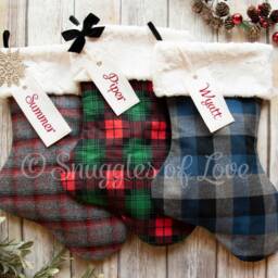 Personalized Buffalo Plaid Christmas Stocking Farmhouse With Fur Cuff - thumbnail 3