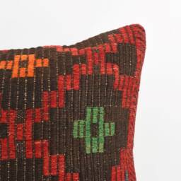 Handmade Turkish Kilim Pillow Cover Vintage Woven Wool, 24x24 - thumbnail 2