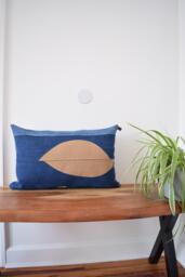 Denim Pillow Cover , Patchwork Denim 14'' X 22'' - thumbnail 1