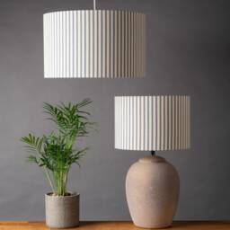 Nautical Cotton Ticking Stripe Lampshade. Seaside Inspired Navy Blue & White Striped Cylinder Style Shade. 30cm & 40cm Available - thumbnail 1